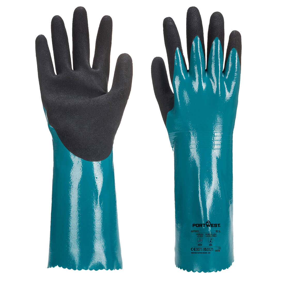 Mănuși antichimice Portwest Sandy Grip Lite, cu dublă impregnare de nitril (AP60)