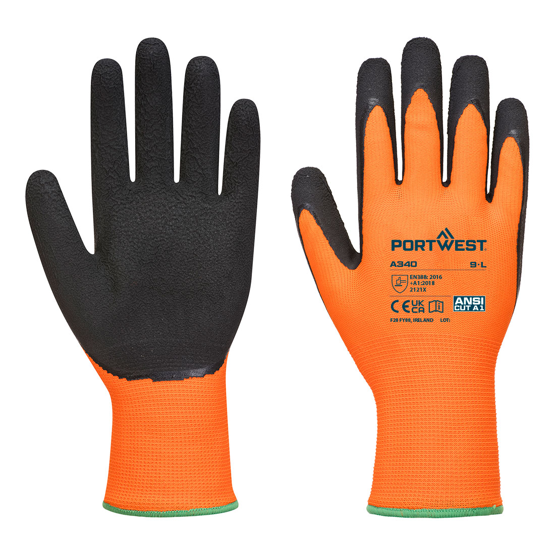 Mănuși de protecție Portwest Hi-Vis Grip, din latex (A340)