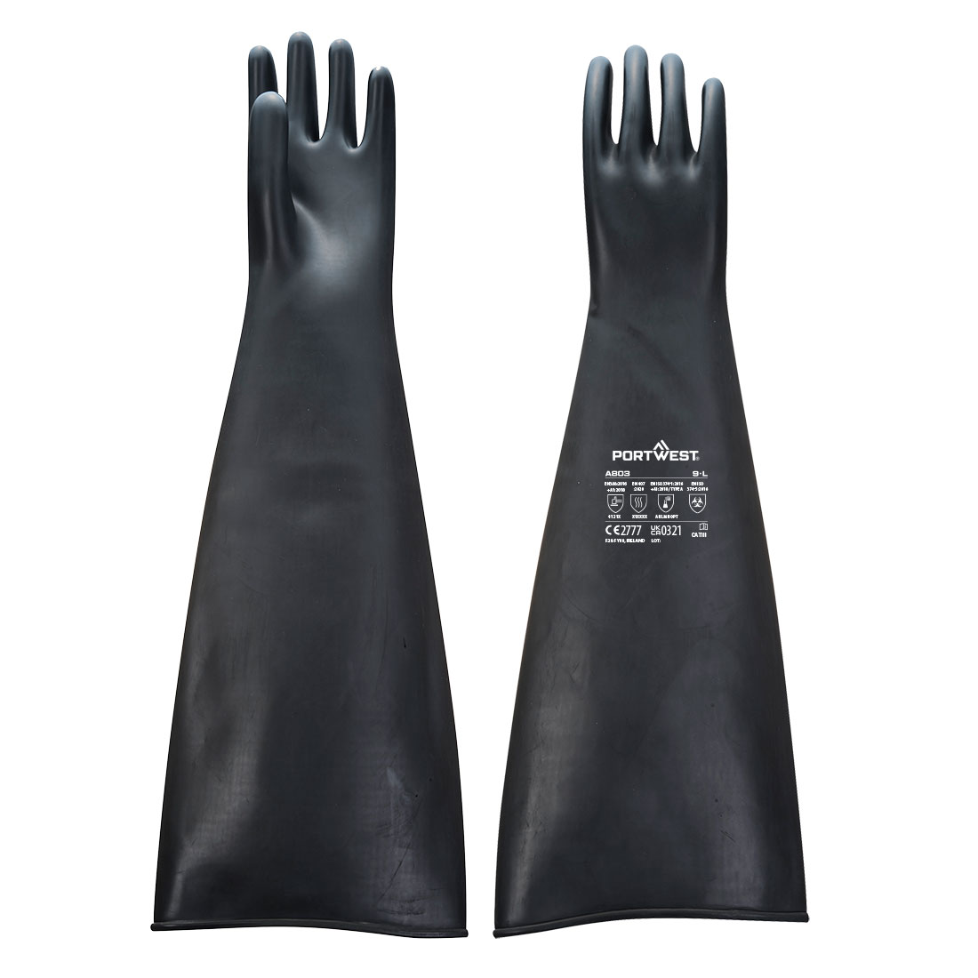 Mănuși antichimice Portwest din latex, model Gauntlet 600 mm (A803)
