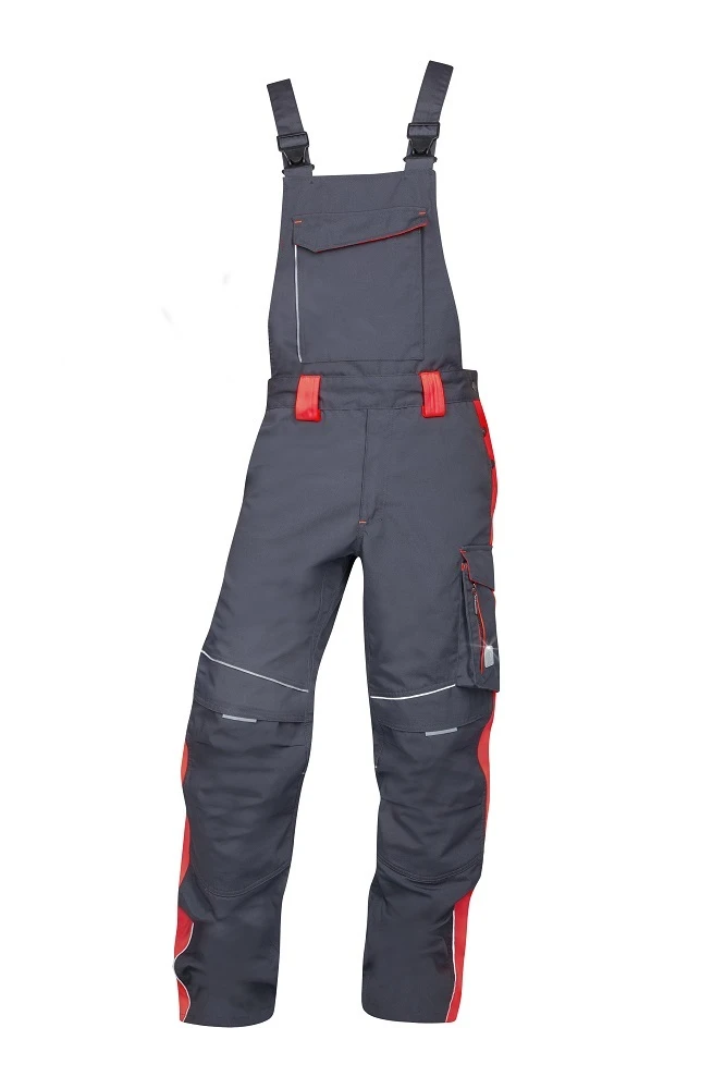 Pantaloni cu pieptar ARDON®NEON scurtați gri-roșu