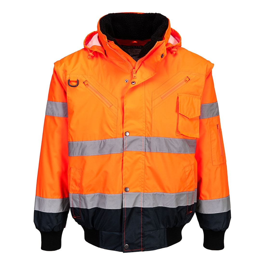 Jachetă bomber reflectorizantă Portwest 3 în 1, cu contrast (C465)