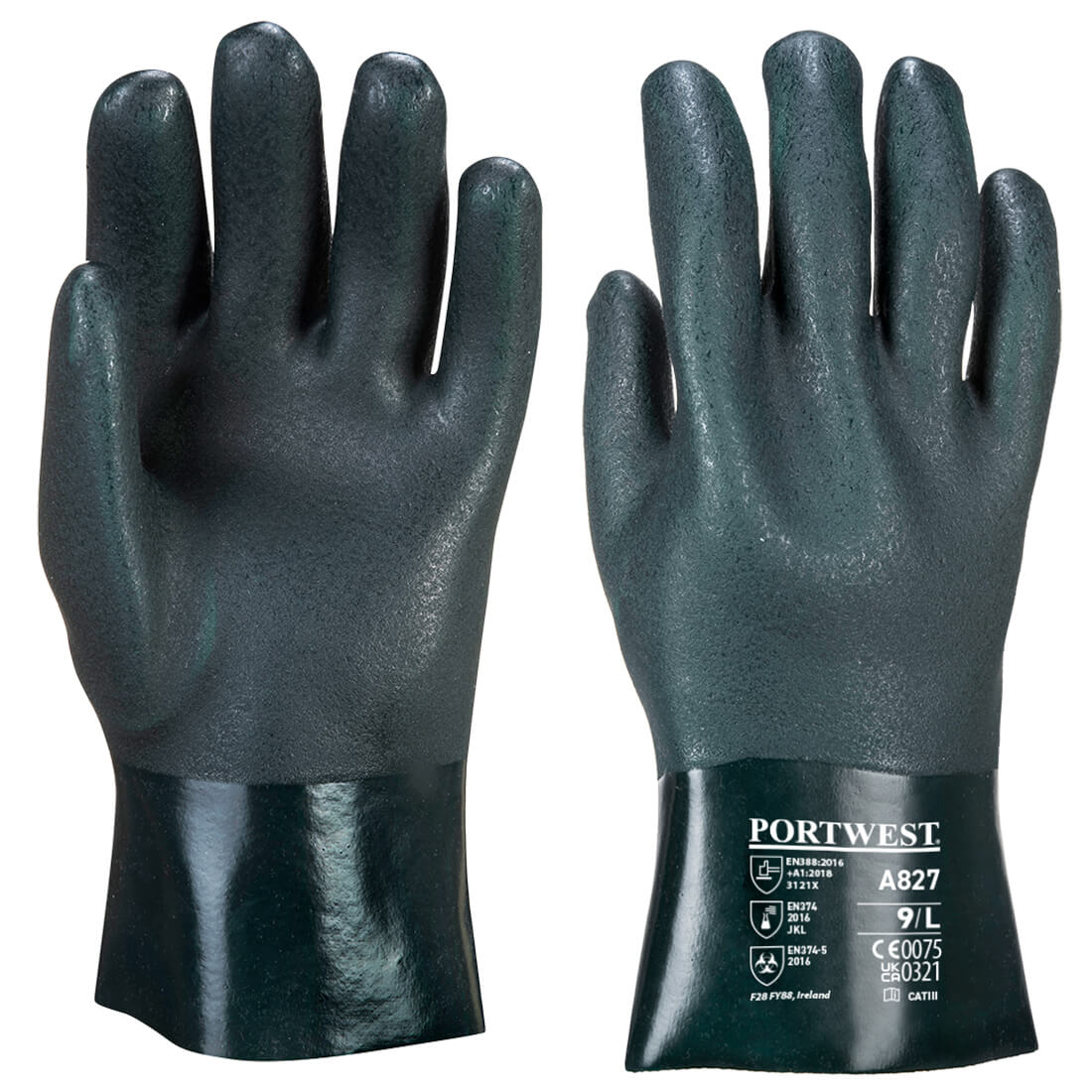 Mănuși Portwest Double Dipped din PVC, 27 cm (A827)