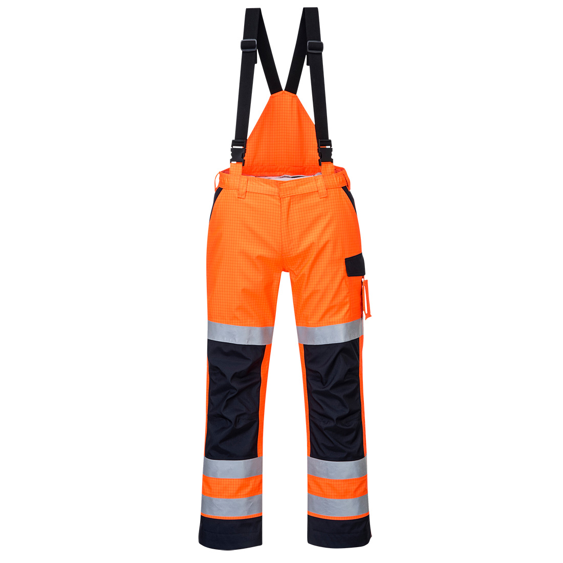 Pantaloni de ploaie ignifugi Portwest Modaflame Rain+ Multi-Norm, cu bretele detașabile, clasa 2 (MV71)