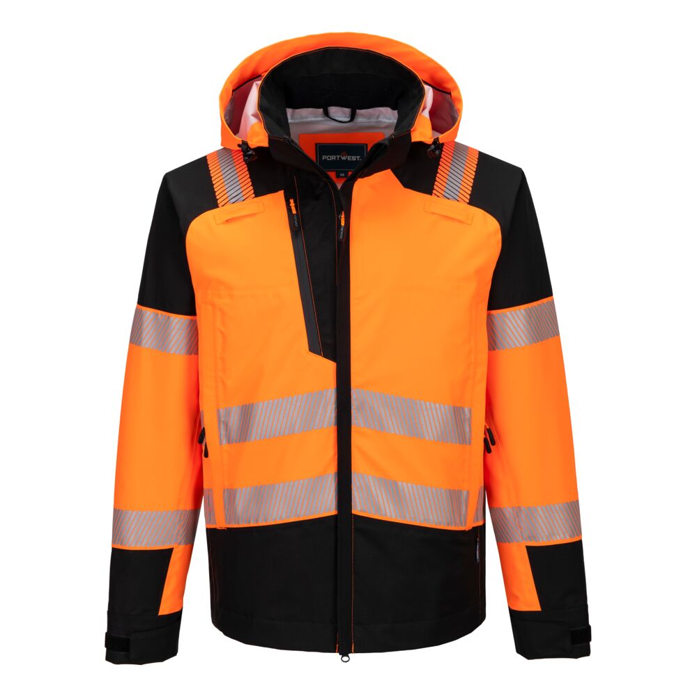 Jachetă de ploaie Portwest PW3 Hi-Vis, cu glugă (3L) (T166)