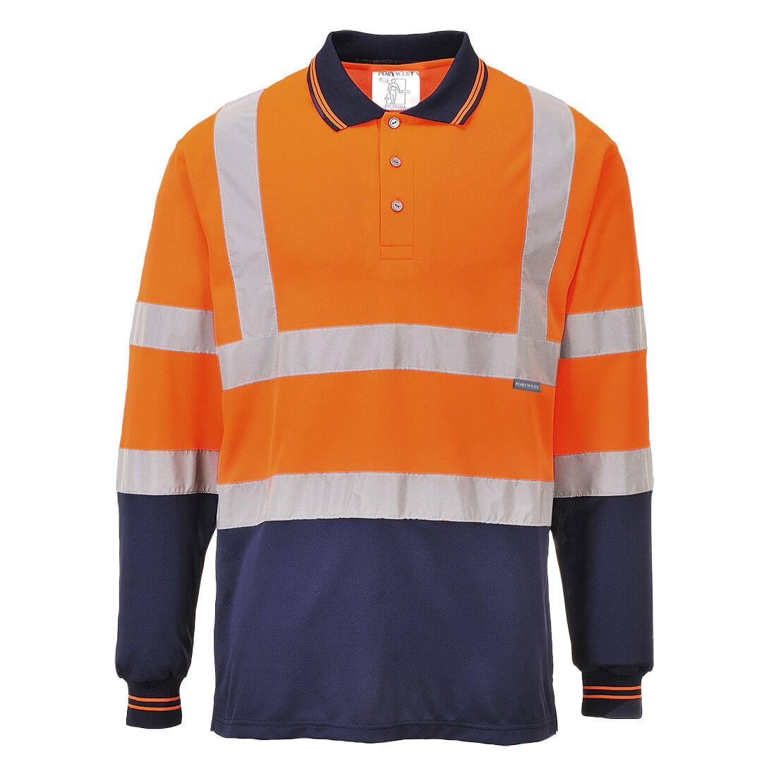 Tricou polo reflectorizant Portwest, bicolor, mânecă lungă (S279)