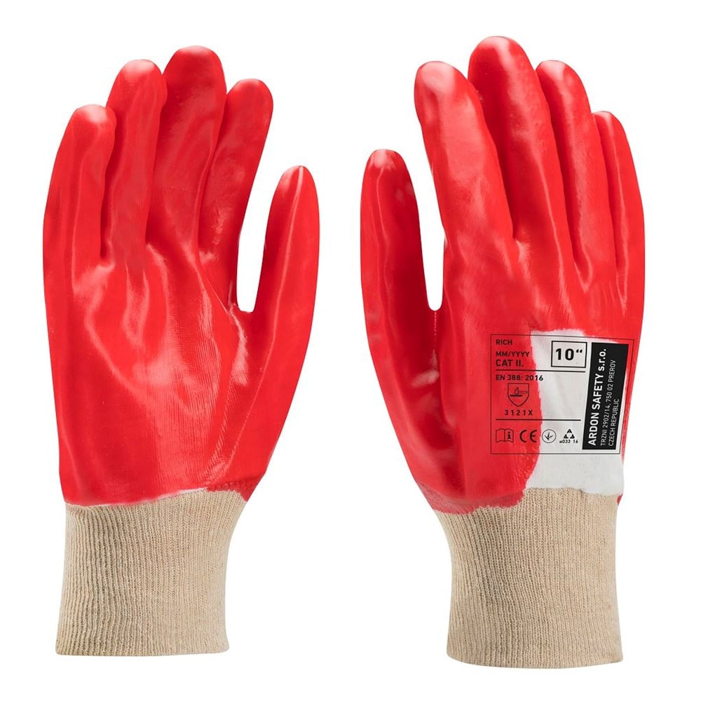 Manusi de protectie imersate 3/4 in PVC - Rich - rosu 3131X