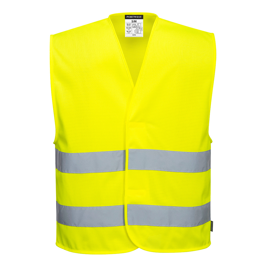 Vestă Hi-Vis Two Band Portwest, plasă MeshAir, EN ISO 20471 Clasa 2 (C374)