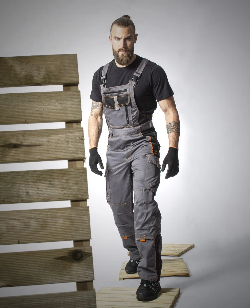 Pantaloni cu pieptar ARDON®VISION scurtati gri