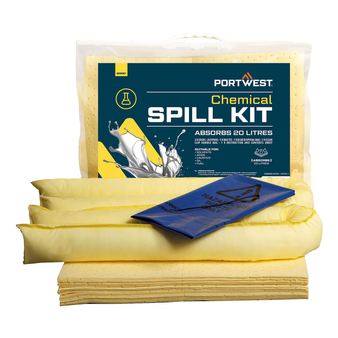 Kit de absorbție substanțe chimice Portwest de 20 litri (SM90)