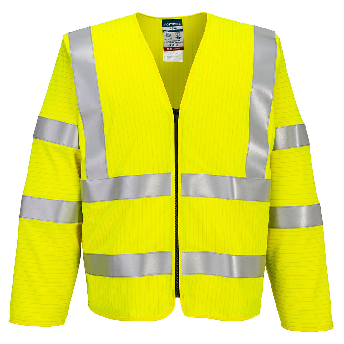 Vestă ignifugă reflectorizantă Portwest Bizflame, cu fermoar și mânecă lungă (FR616)