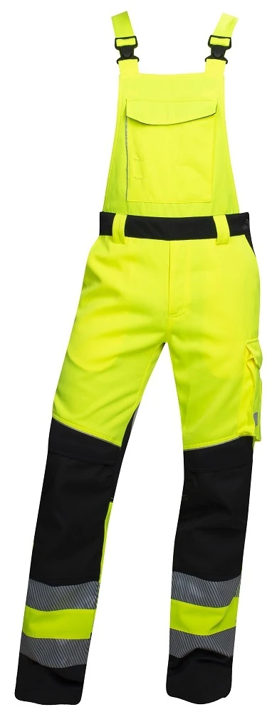 Pantaloni reflectorizanți de lucru cu pieptar ARDON®SIGNAL+, galben-negru