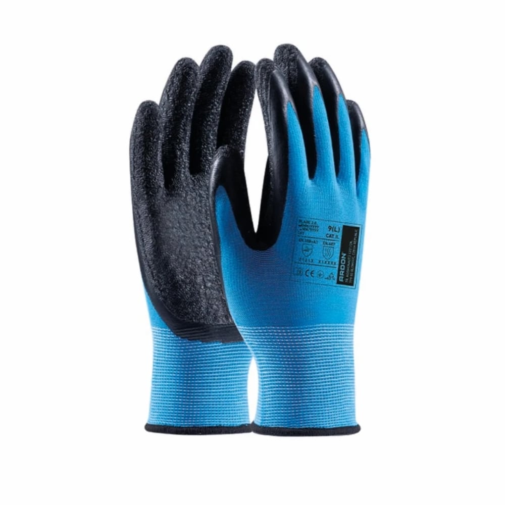Manusi de protectie cu palma imersata in latex Blade - 2121X albastru