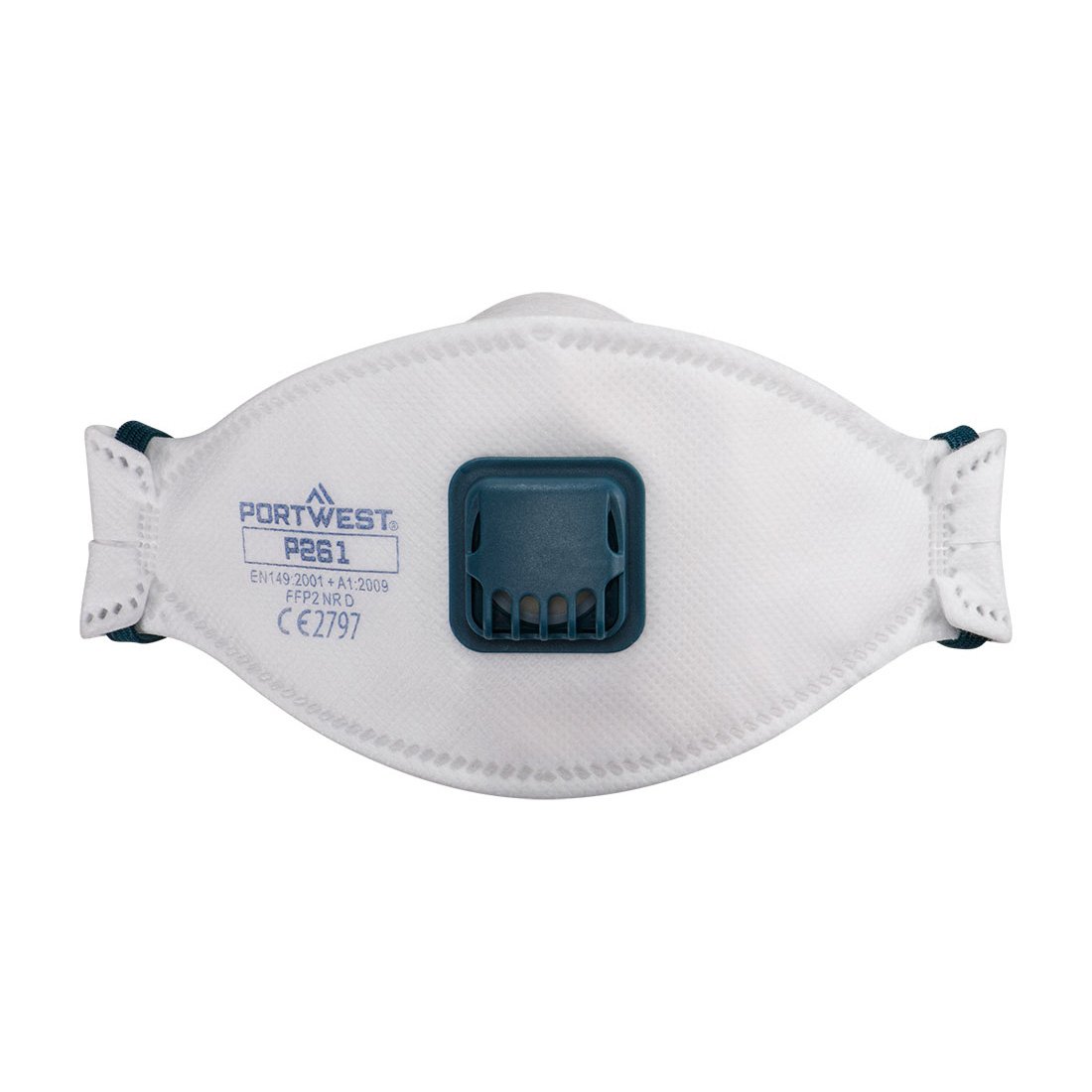 Mască de protecție respiratorie FFP2 cu valvă Portwest, pliere triplă cu dolomită (P261, pachet 10 bucăți)
