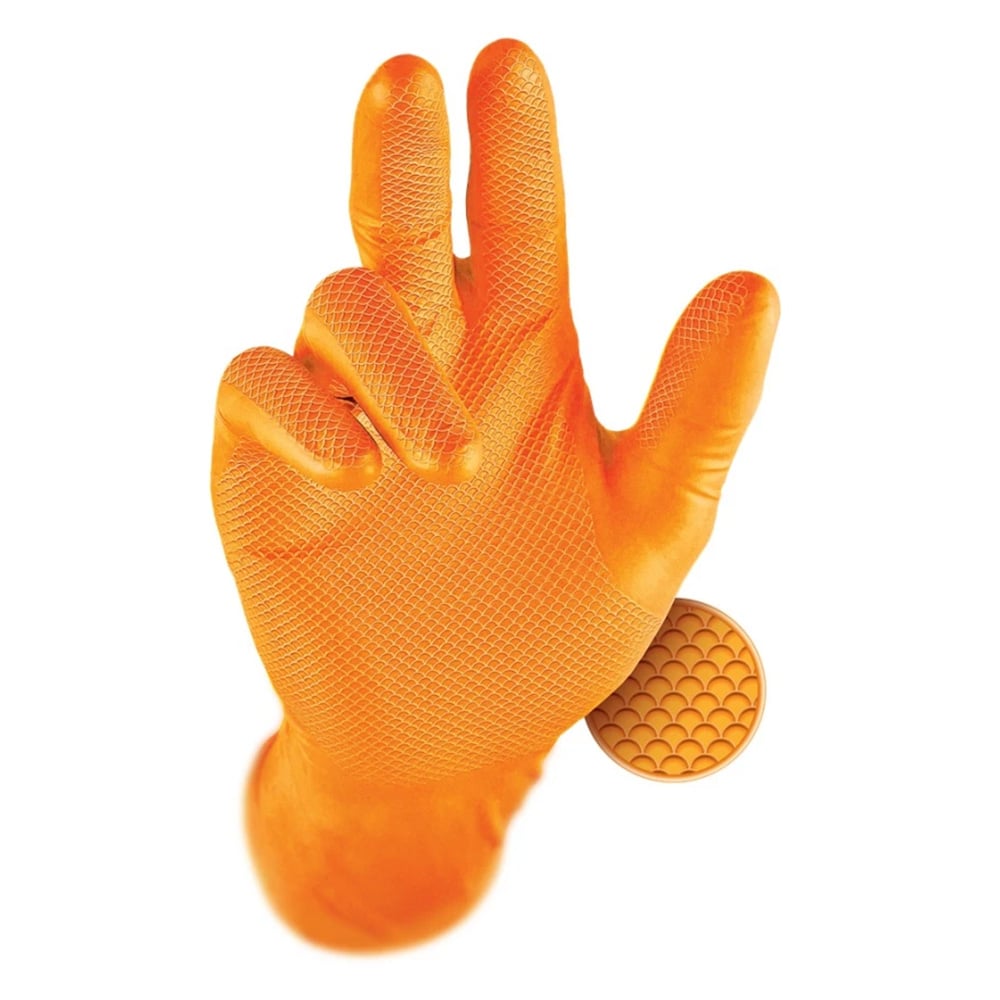 Manusi din nitril nepudrate Grippaz, 50 buc/cutie - portocalii