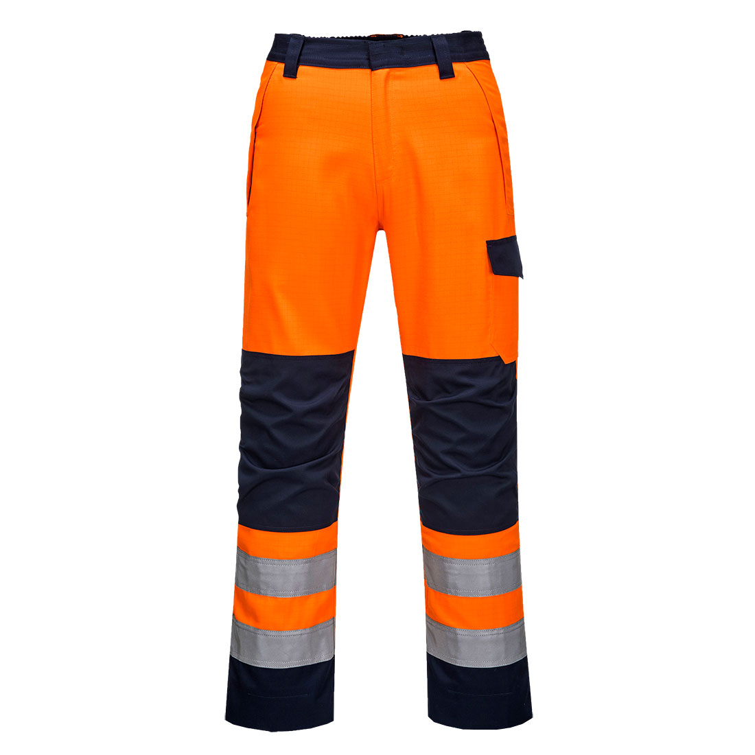 Pantaloni ignifugi Hi-Vis Portwest Modaflame RIS, portocaliu/bleumarin, clasa 2 (MV36)