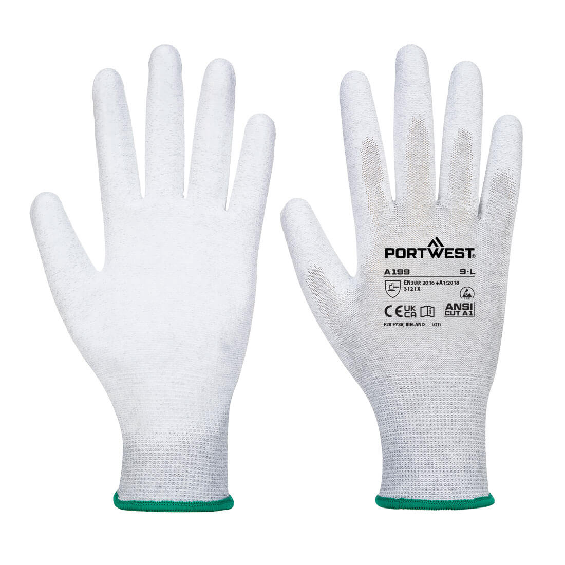 Mănuși ESD Portwest PU Palm Essential, pachet de 12 (AB199)