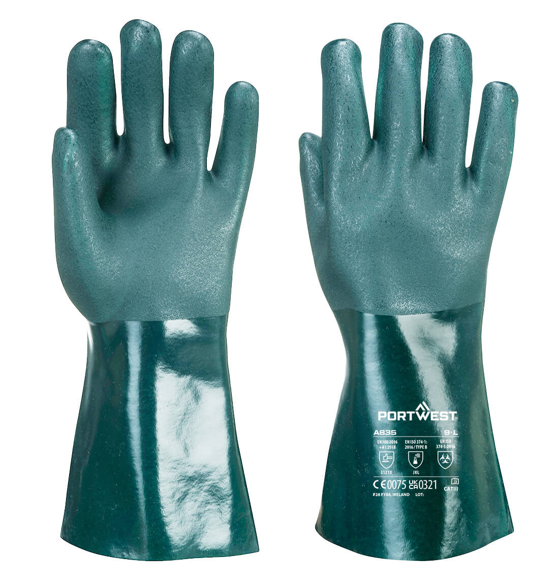 Mănuși Portwest Double Dipped din PVC, 35 cm (A835)