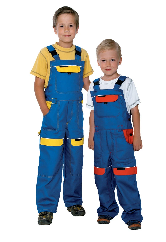 Pantaloni cu pieptar ARDON®COOL TREND albastru-rosu pentru copii