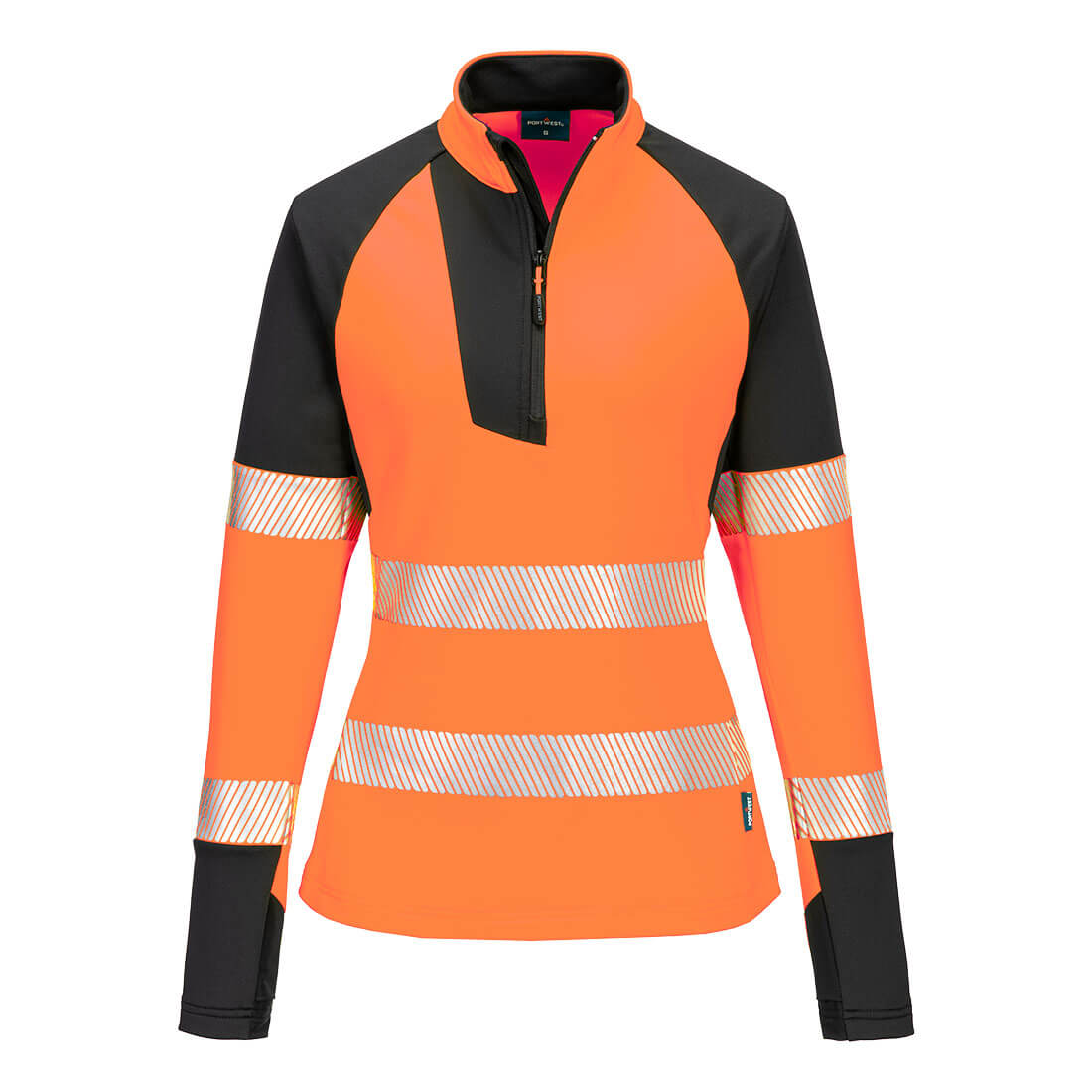 Hanorac cu fermoar 1/4 Portwest PW3 pentru femei, de înaltă vizibilitate (T173)