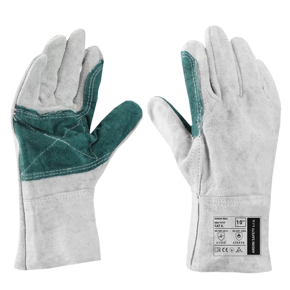 Manusi de protectie din piele spalt bovina Simon - gri/verde 4134X