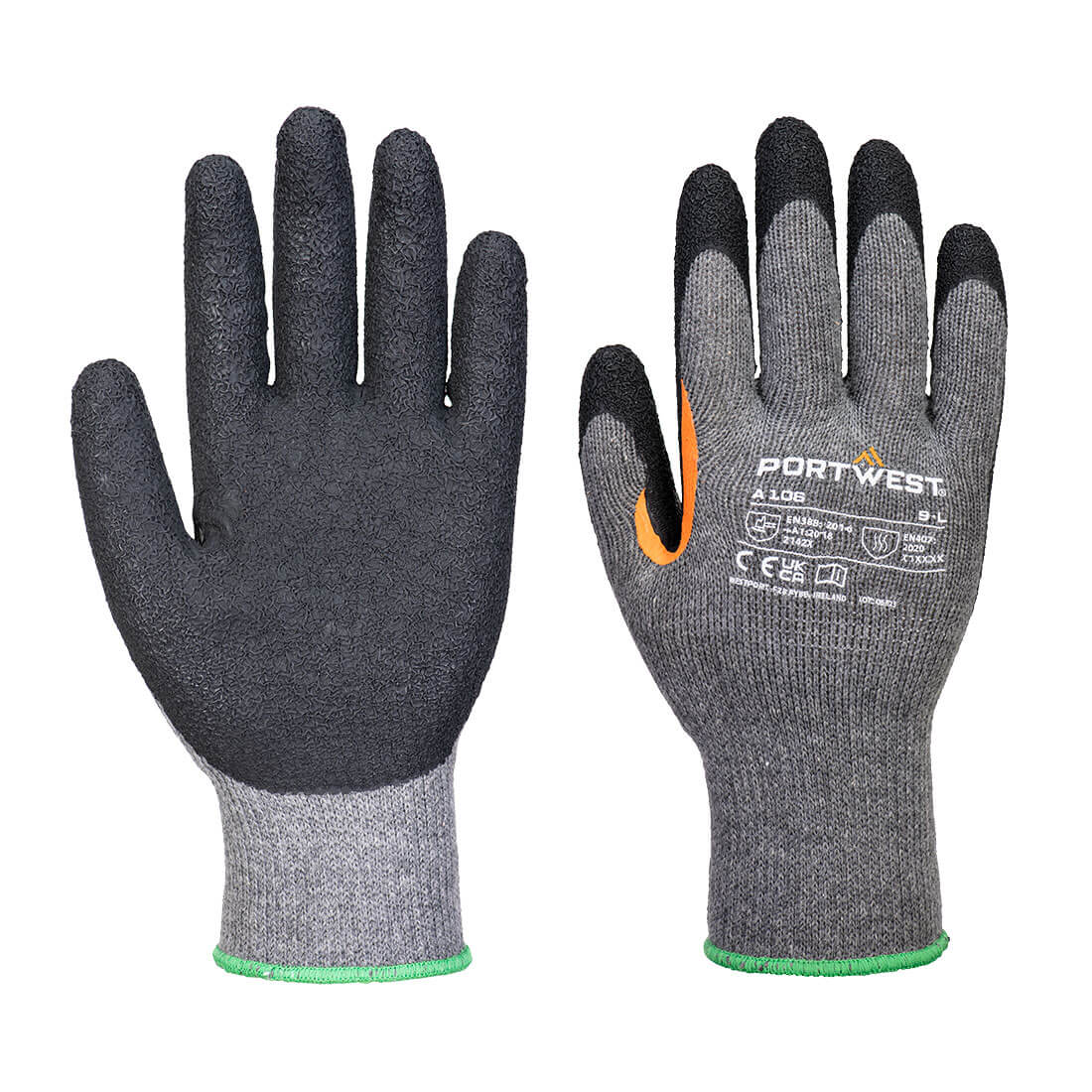 Mănuși Portwest cu strat complet din latex încrețit, Grip 10 (Pk12) (A106)