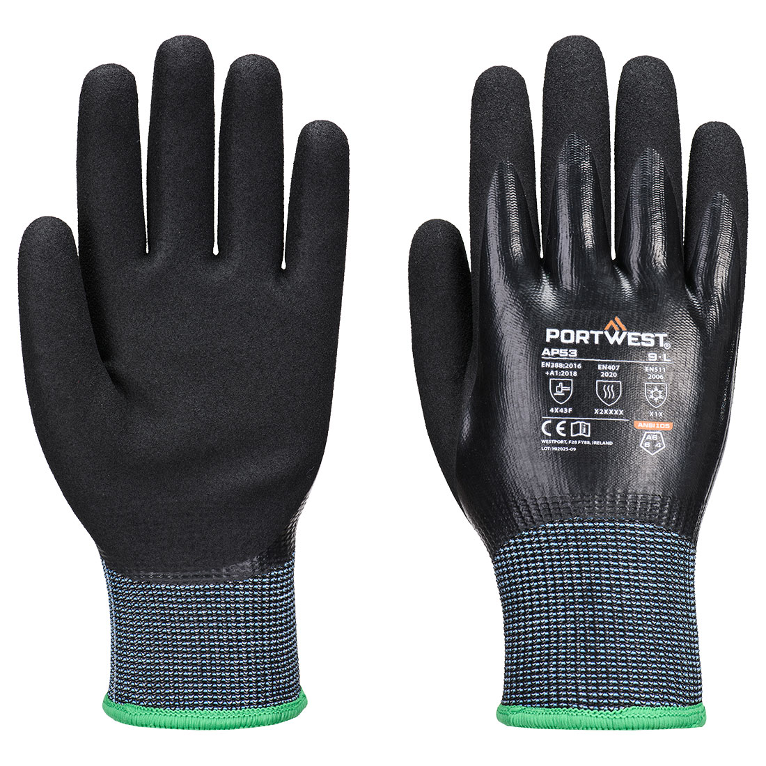 Mănuși anti-tăiere Portwest Cold F15 Nitrile Aqua (AP53)