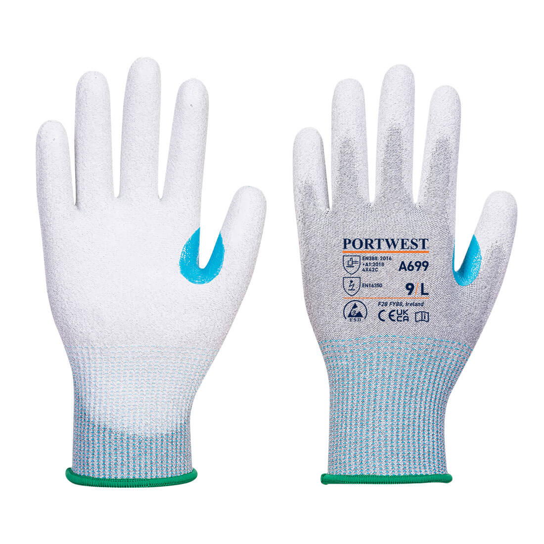 Mănuși antităiere ESD MR13 PU Palm Portwest, pachet 12 perechi (A699)
