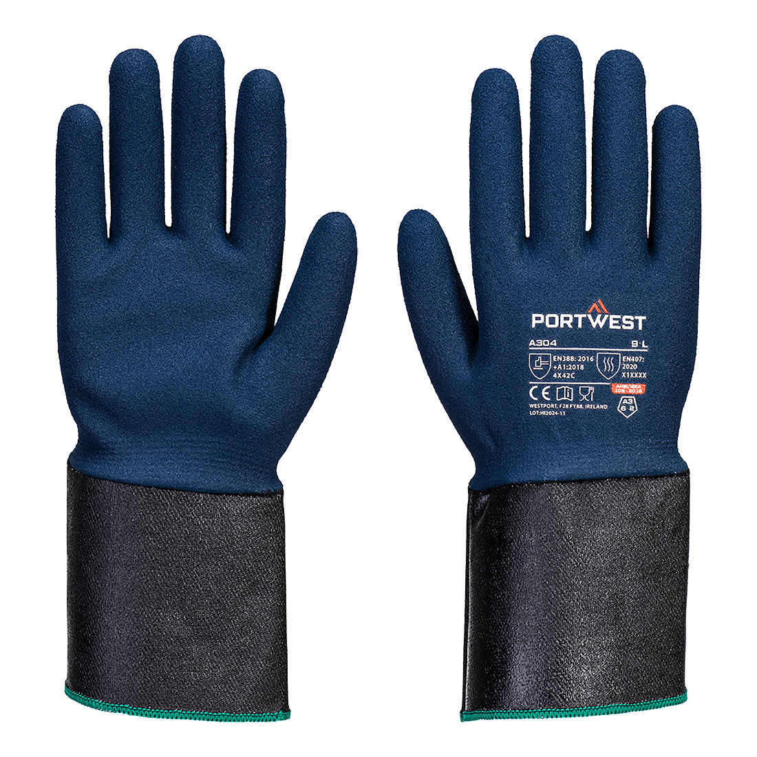 Mănuși Portwest Grip C13, spumă de nitril, manșetă lungă, pentru industria alimentară (A304)