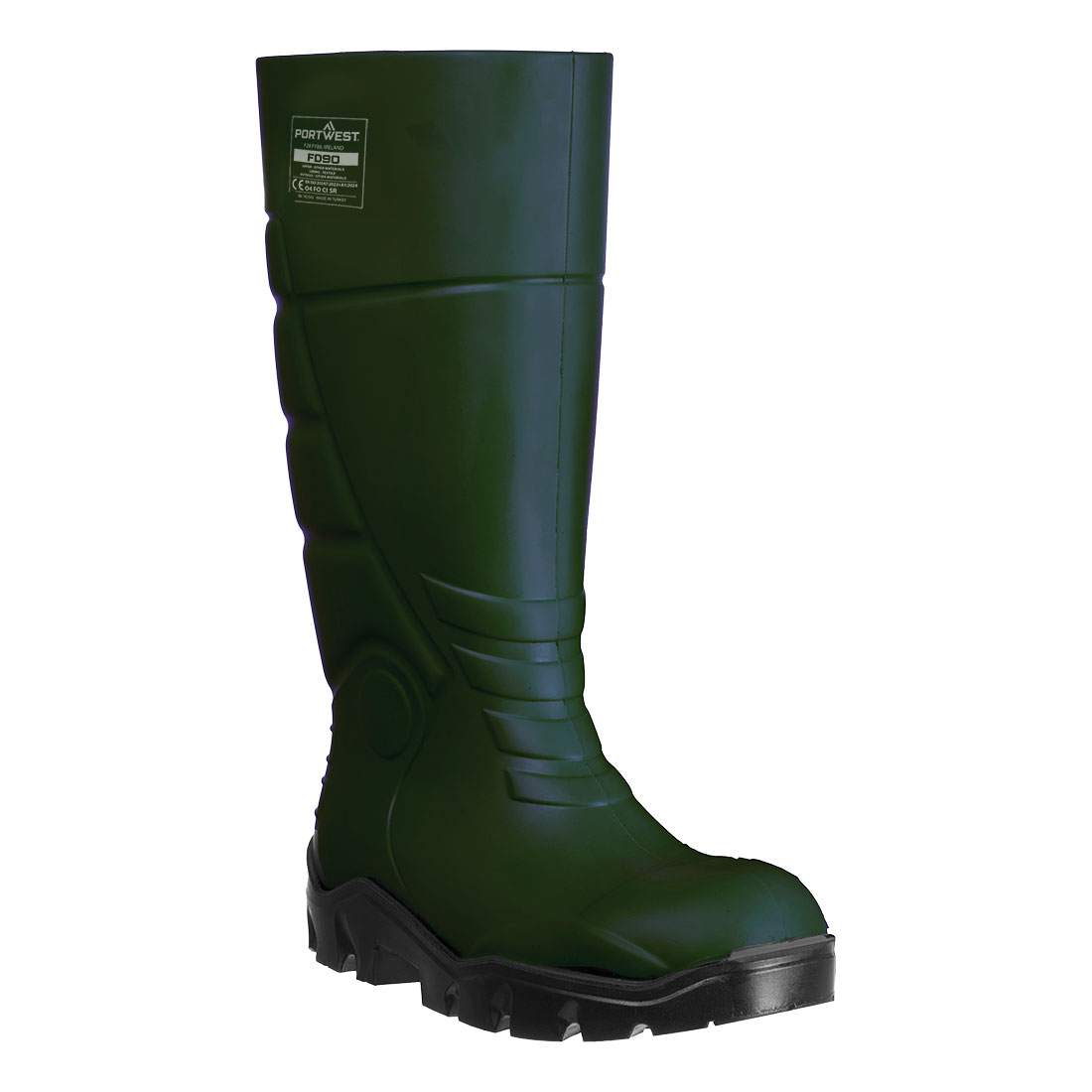 Cizme de lucru Wellington din poliuretan Portwest, fără bombeu de protecție, O4 FO CI SR (FD90)