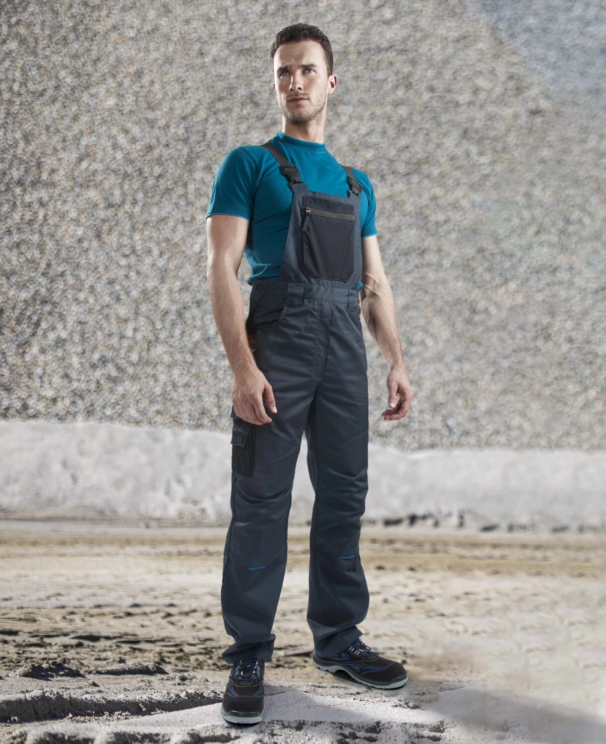 Pantaloni cu pieptar ARDON®4TECH scurtati gri