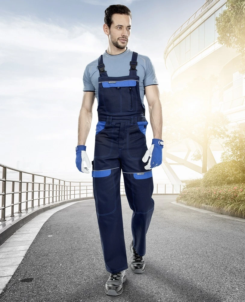 Pantaloni cu pieptar ARDON®COOL TREND lungiti bleumarin-albastru deschis