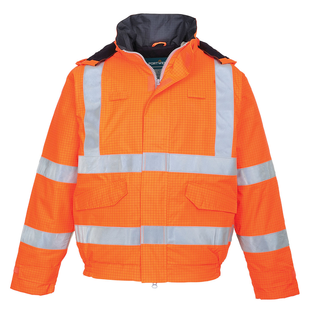 Jachetă bomber ignifugă și reflectorizantă Portwest Bizflame Rain, antistatică (S773)